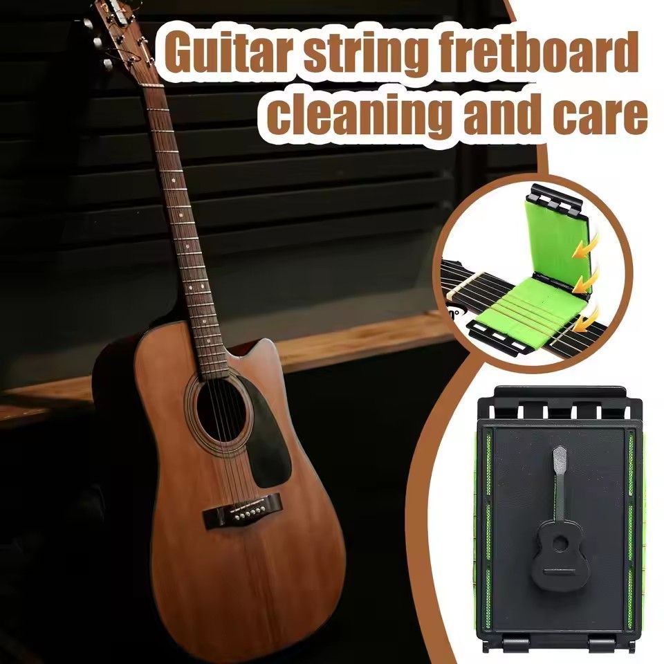 1Professional Guitar String Cleaner Scrubber with Dual Replaceable Microfiber Pads for Fretboard String Maintenance on Guitar