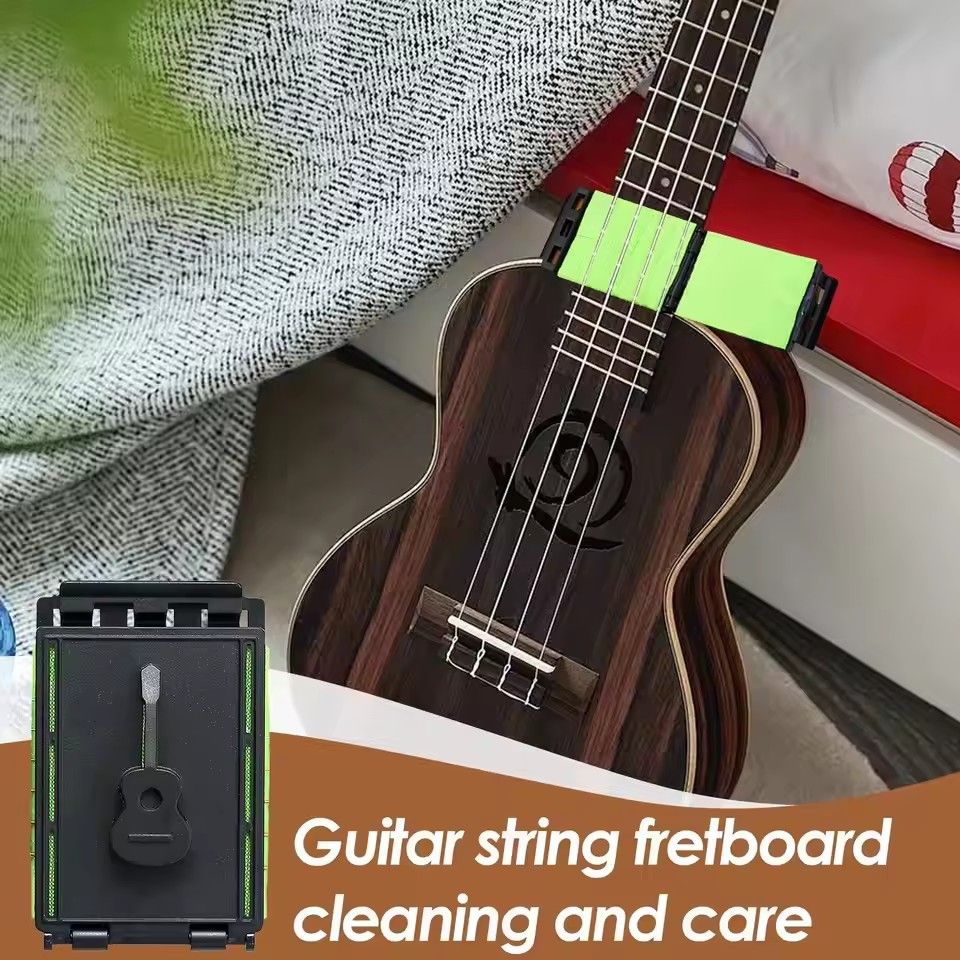 1Professional Guitar String Cleaner Scrubber with Dual Replaceable Microfiber Pads for Fretboard String Maintenance on Guitar
