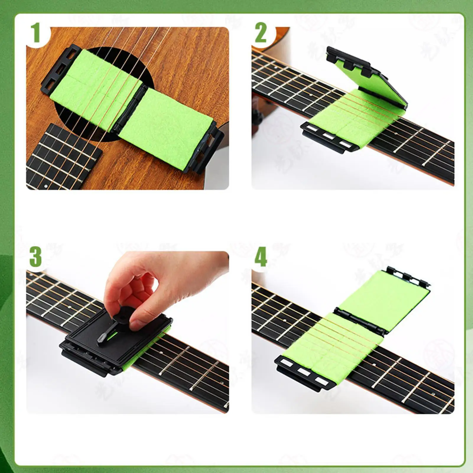 1Professional Guitar String Cleaner Scrubber with Dual Replaceable Microfiber Pads for Fretboard String Maintenance on Guitar