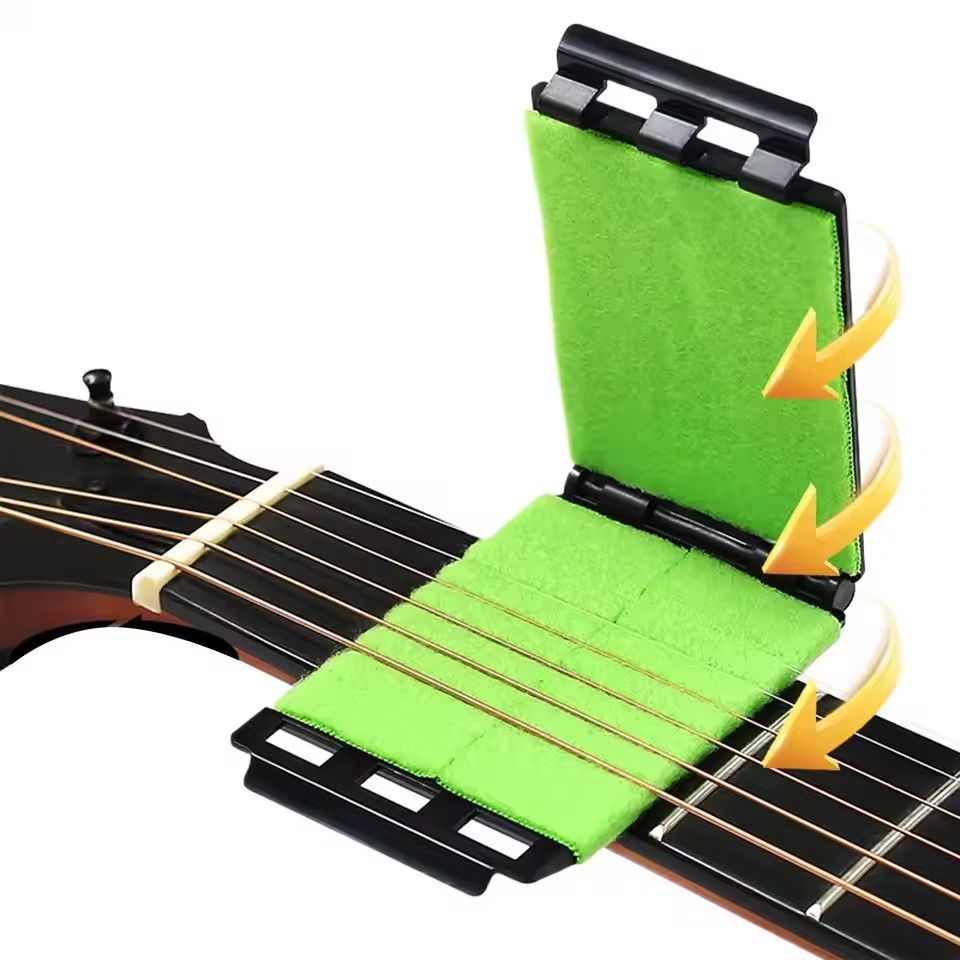 1Professional Guitar String Cleaner Scrubber with Dual Replaceable Microfiber Pads for Fretboard String Maintenance on Guitar