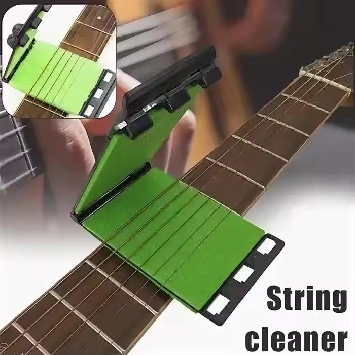 1Professional Guitar String Cleaner Scrubber with Dual Replaceable Microfiber Pads for Fretboard String Maintenance on Guitar