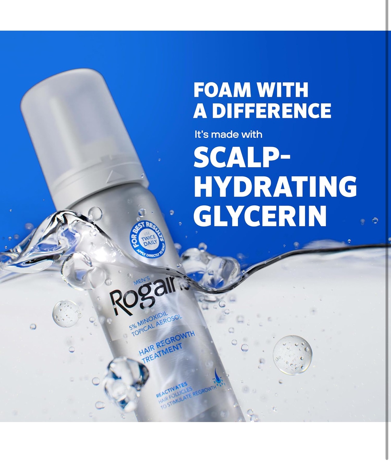 Men's Rogaine 5% Minoxidil Foam for Hair Regrowth, Topical Hair Loss Treatment to Regrow Fuller, Thicker Hair, Unscented