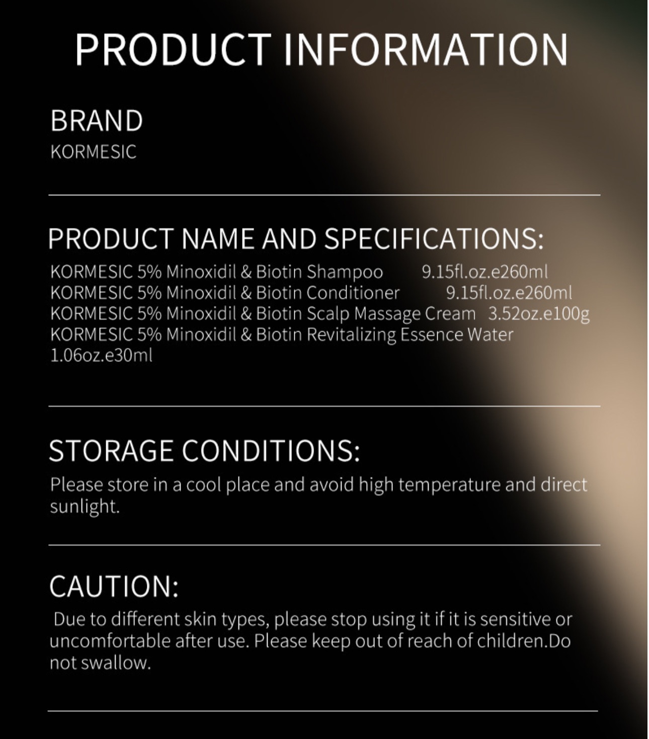 Kormesic 5% Minoxidil with Biotin Conditioner 260ml