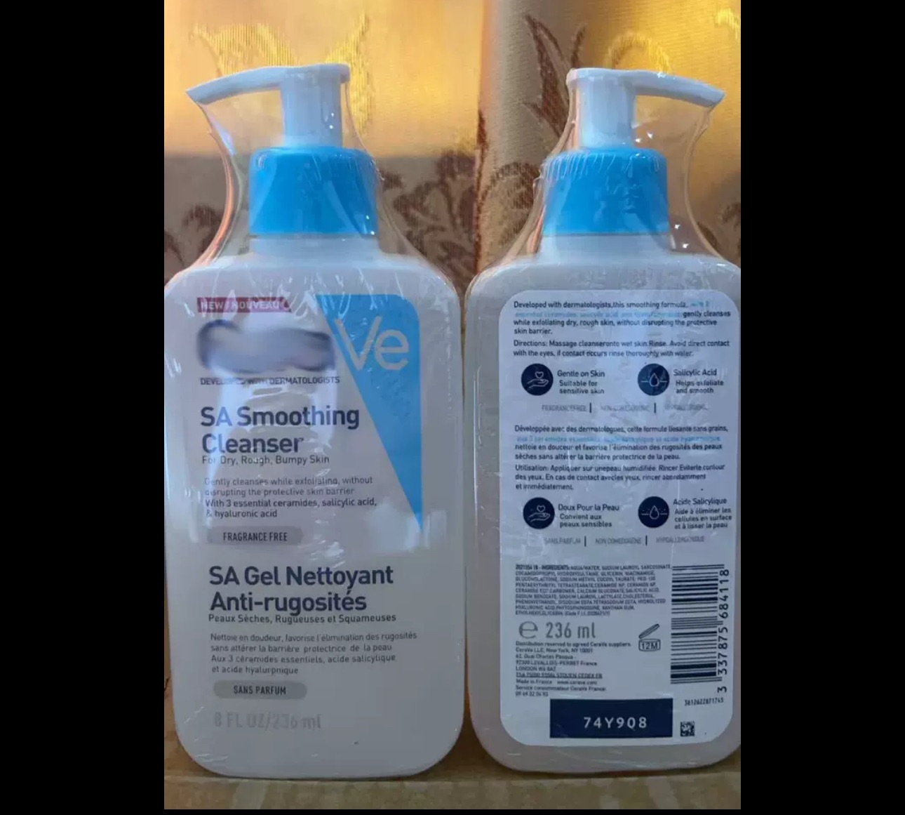 Salicylic Acid Cleanser CeraV SA Smoothing Cleanser For dry, rough and bumpy skin, anti acne, acne prone skin, eczema skin - 236ml