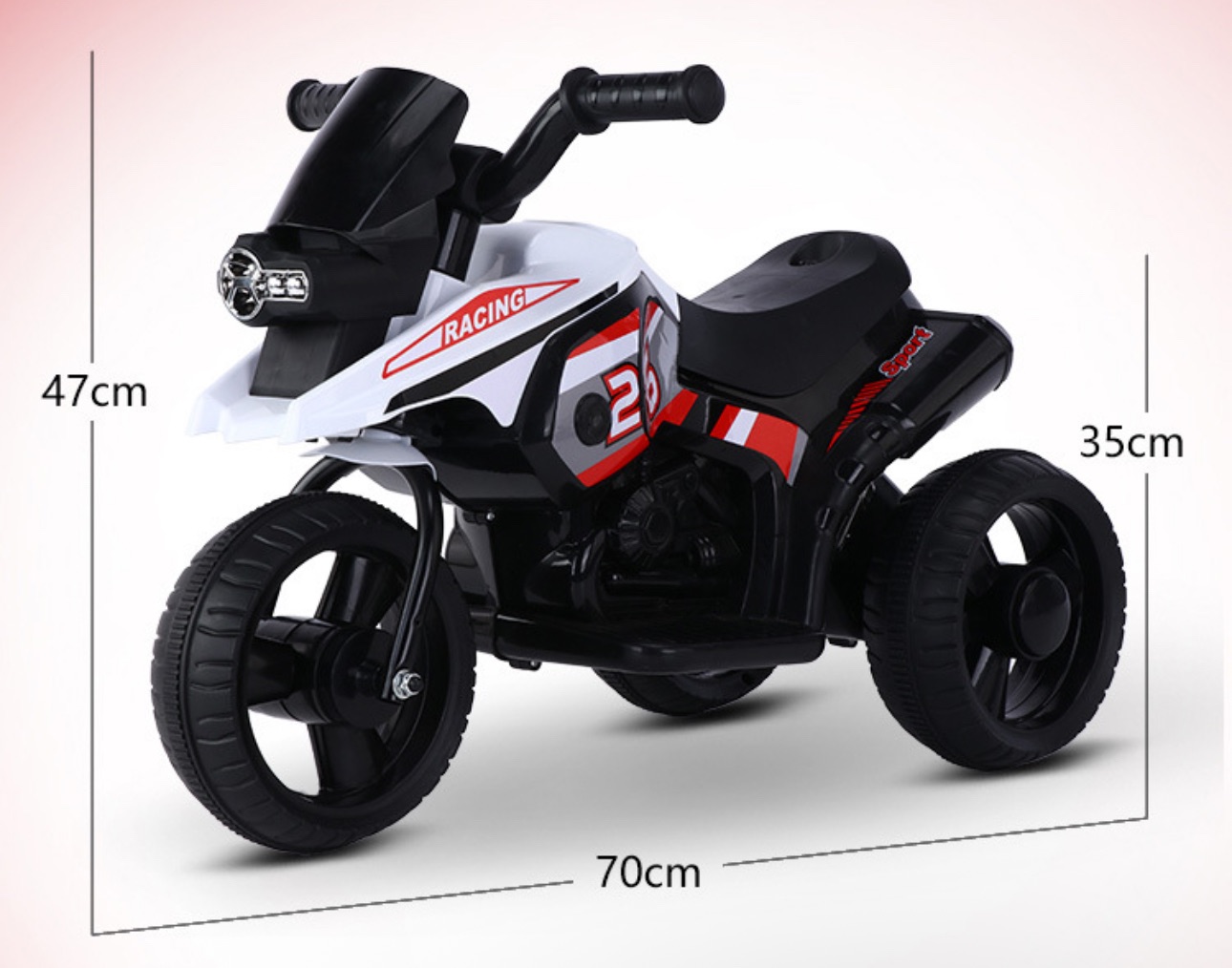 Kids Ride on Motorcycle, 6V Electric Motor with Music, Foot Pedal, Headlight, 3 Wheels Battery Powered Tricycle Toy for Boys Girls (Red)