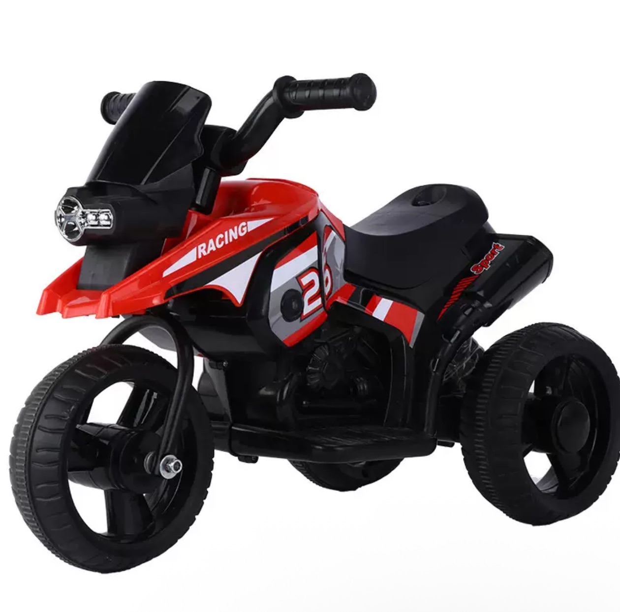 Kids Ride on Motorcycle, 6V Electric Motor with Music, Foot Pedal, Headlight, 3 Wheels Battery Powered Tricycle Toy for Boys Girls (Red)