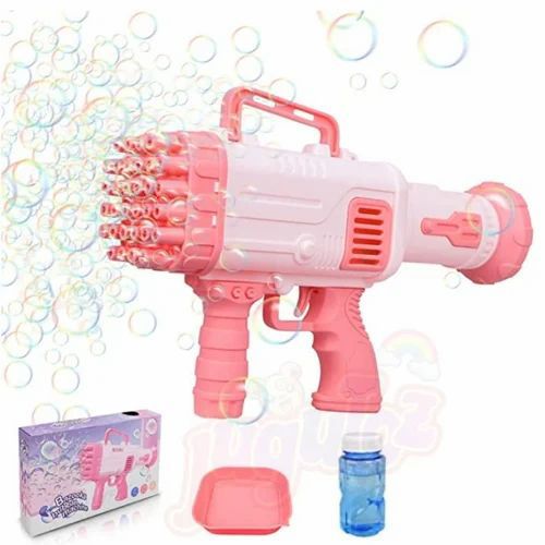 36 holes bubble Gun. made of environmental friendly ABS plastic,BPA free,non-toxic and harmless.Kids can use this gatling bubble maker toy safely.