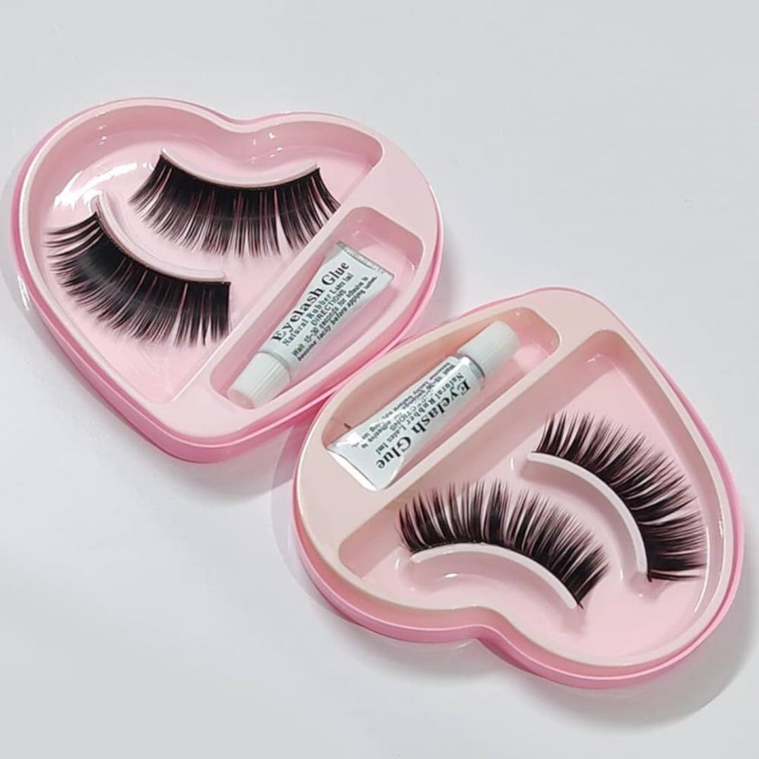 A pair of 3D False Eyelashe with Mini Lash Glue – Reusable, Lightweight Mink-Like Lashe for Natural Volume – Easy Application Kit for Beginners & Pros – Glamour Nest
