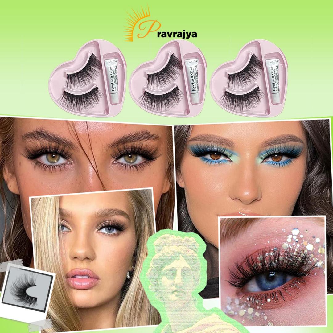 A pair of 3D False Eyelashe with Mini Lash Glue – Reusable, Lightweight Mink-Like Lashe for Natural Volume – Easy Application Kit for Beginners & Pros – Glamour Nest