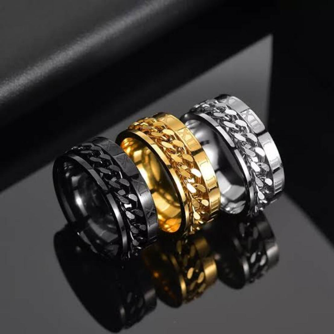 Rotatable Tungsten Ring for Men – Spinning Fidget Band in Black, Gold & Silver – Durable, Scratch-Resistant Wedding or Fashion Ring – Glamour Nest
