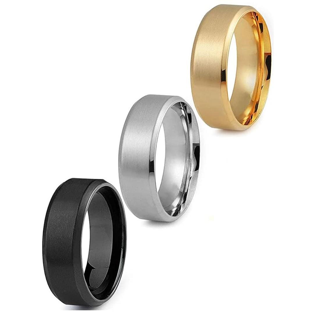 Men’s Tungsten Carbide Ring – Durable Polished Band in Black, Gold & Silver – Scratch-Resistant, Stylish Wedding or Fashion Ring – Glamour Nest