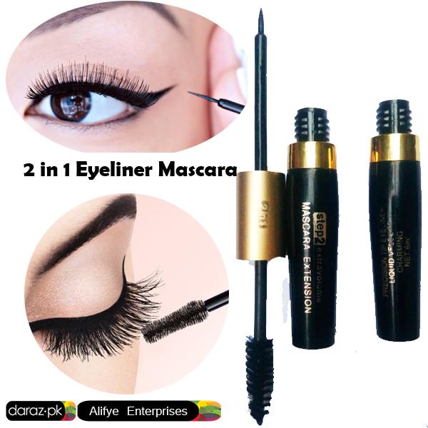 2-in-1 Waterproof Mascara & Eyeliner Pen – Long-Lasting Volume & Bold Definition – Glamour Nest