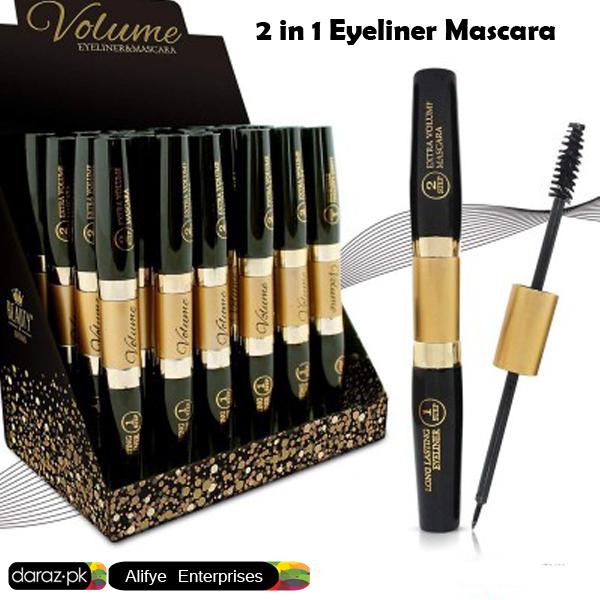 2-in-1 Waterproof Mascara & Eyeliner Pen – Long-Lasting Volume & Bold Definition – Glamour Nest