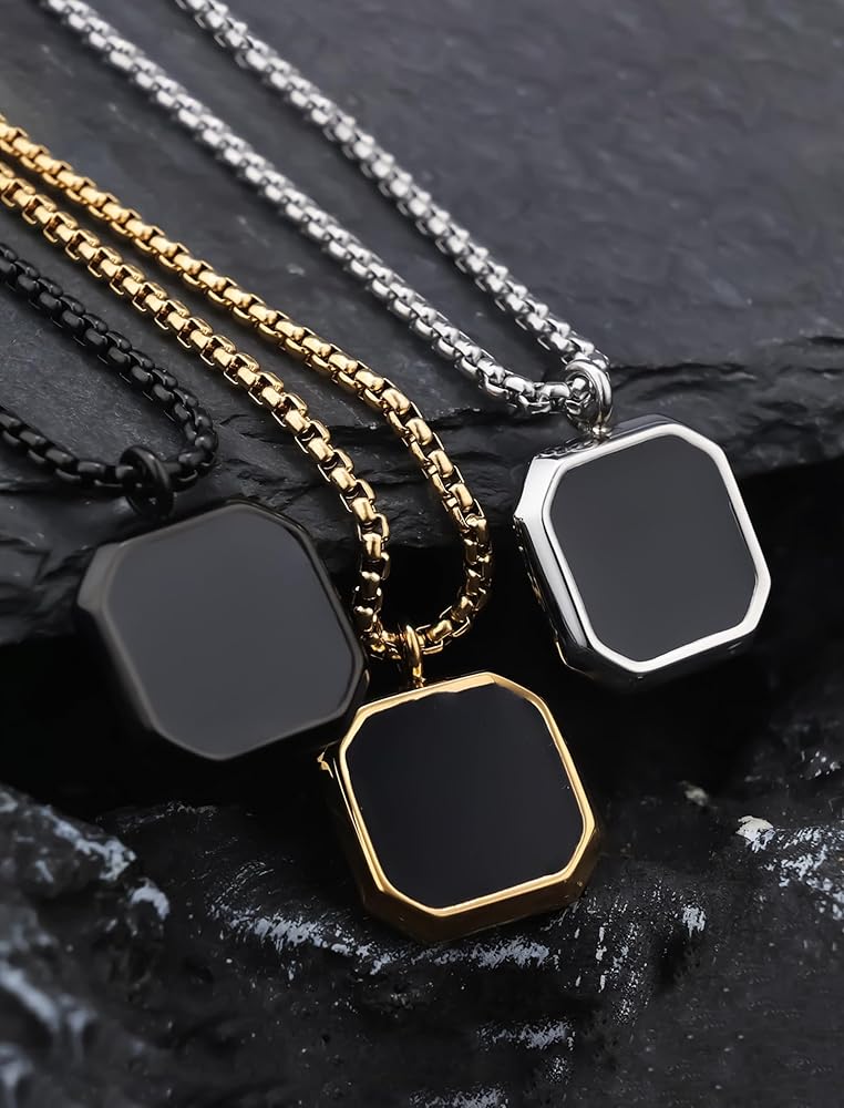 Silver and Black Chain with Pendant for Men & Women – Stylish Stainless Steel Fashion Necklace – Glamour Nest