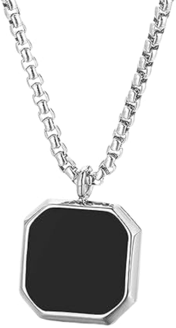 Silver and Black Chain with Pendant for Men & Women – Stylish Stainless Steel Fashion Necklace – Glamour Nest