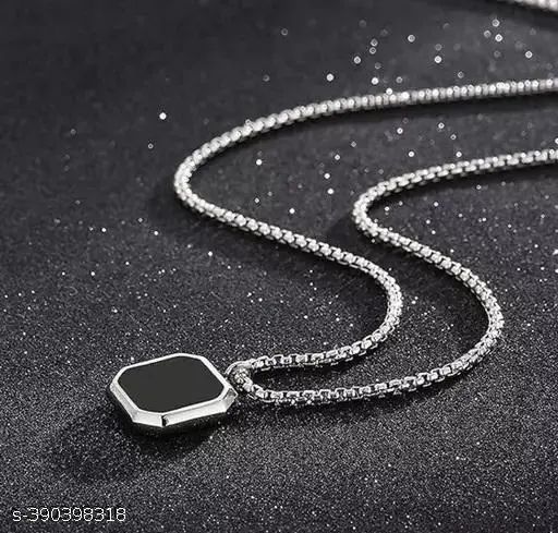 Silver and Black Chain with Pendant for Men & Women – Stylish Stainless Steel Fashion Necklace – Glamour Nest