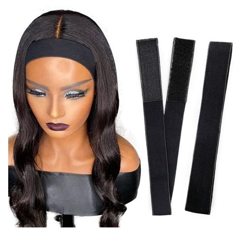 2 Pcs Elastic Bands for Wig, Lace Melting Band, Wig Band for Melting Lace, Melting Band for Lace Front, Melt Band for Lace Wigs, Edge Wrap to Lay Edges (Black, Pack of 2)