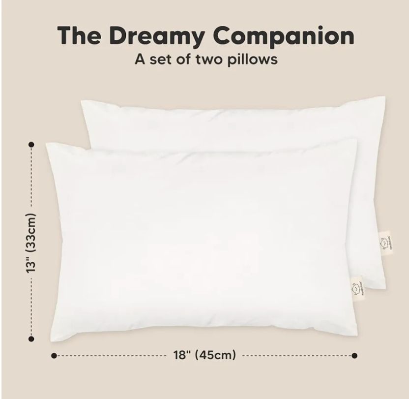 2-Pack Toddler Pillow 13x18 - Soft Organic Cotton Kids Travel Bed Pillows for Sleeping, School, Nap, Machine Washable, Toddlers 2 to 5, Pillowcase Sold Separately (Soft White)