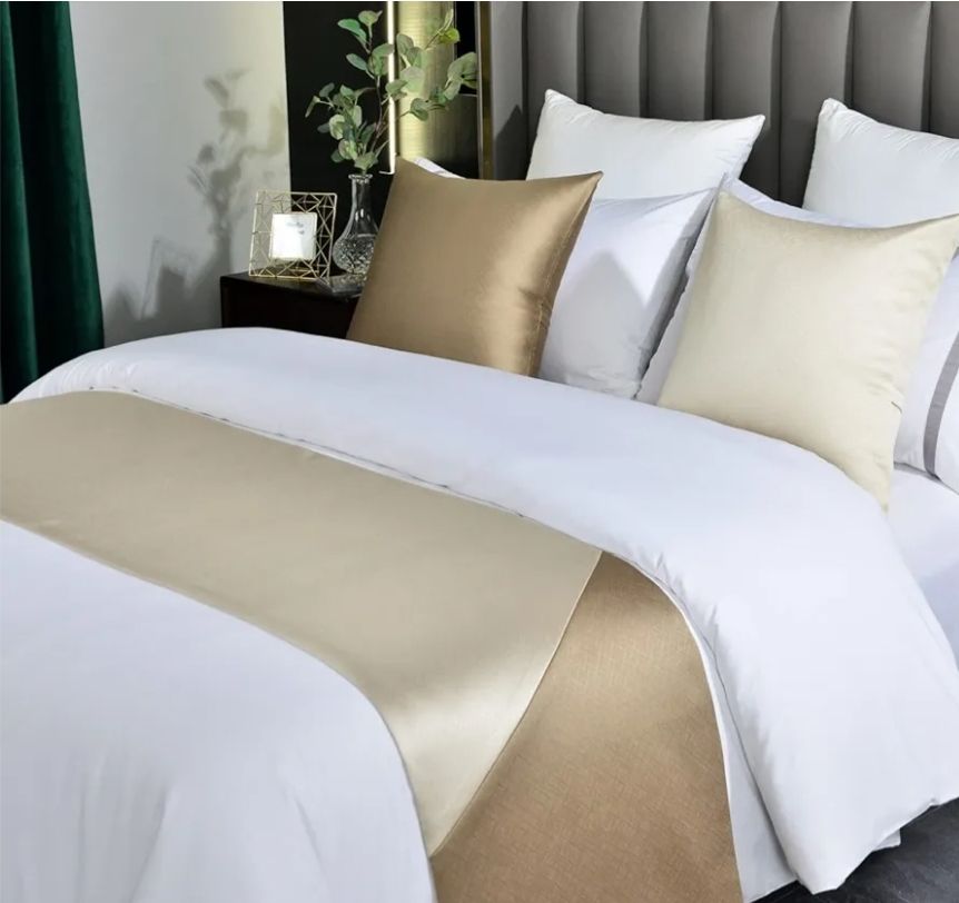 Contrast Bed Runner, Queen Patchwork Bedding Decorative Accent Bedding Scarf for Hotel Home Guestroom