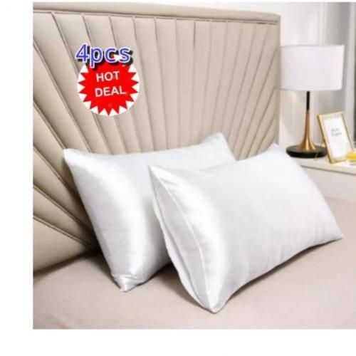 Satin Smooth 4pcs Satin Smooth White Pillowcase Bed Pillow Case Pillow Cover