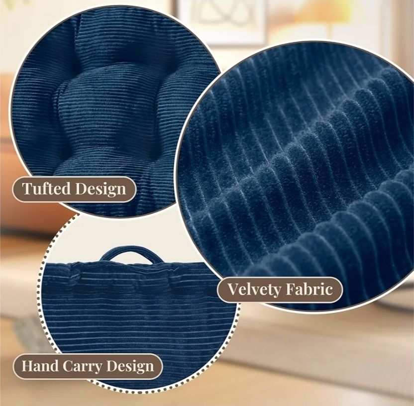 Square Floor Pillows for Adults Kids - Meditation Floor Pillow Seating Cushion - Tufted Floor Cushion with Shredded Foam & Velvet Cover, 1 Pack, 20x20 Inch