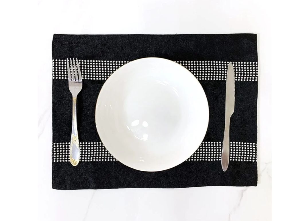 Placemats Set of 4 Velvet Gorgeous Luxurious Shining Minimalist Style Elegant Both Diamond Strip for TV Stand Coffee Table Kitchen Decor