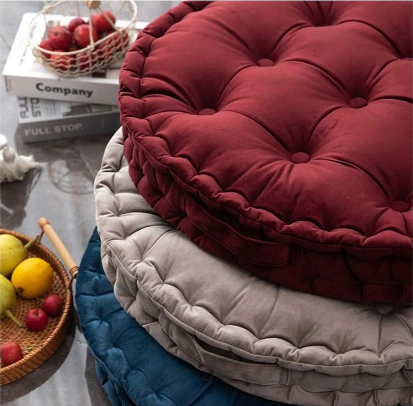 Round Floor Pillow with Handle Solid Thick Chair Cushion Super Soft Comfy Seat Cushion Meditation Cushion for Yoga Living Room Sofa Balcony Outdoor ( Diameter 24")