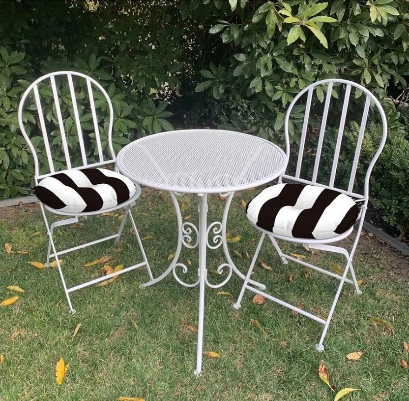 Outdoor All Weather Bistro Seat Cushions, Comfortable Fluffy Tufted Patio Chair Cushions Round 15"x15"x4" Set of 2 for Home Garden Furniture, Cabana Black