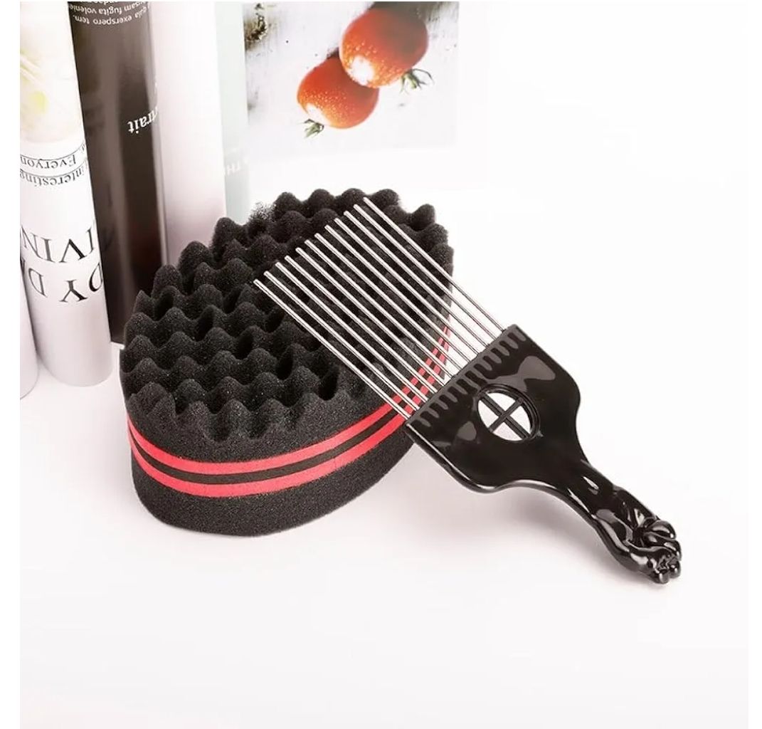 Hair Twist Sponge Set, Twist Hair Sponge Brush Metal Hair Pick Comb Curling Sponge Glove Hair Sponges for Black Men Women