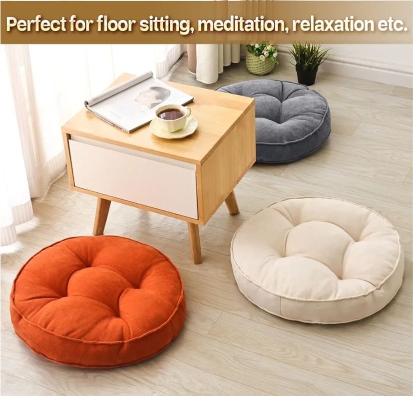 Floor Pillow Set of 2, Memory Foam Floor Cushions for Adults, Large Round Meditation Pillow for Sitting, 22 x 22 Inches (Round)