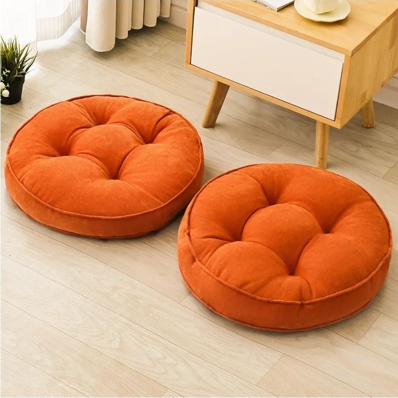 Floor Pillow Set of 2, Memory Foam Floor Cushions for Adults, Large Round Meditation Pillow for Sitting, 22 x 22 Inches (Round)