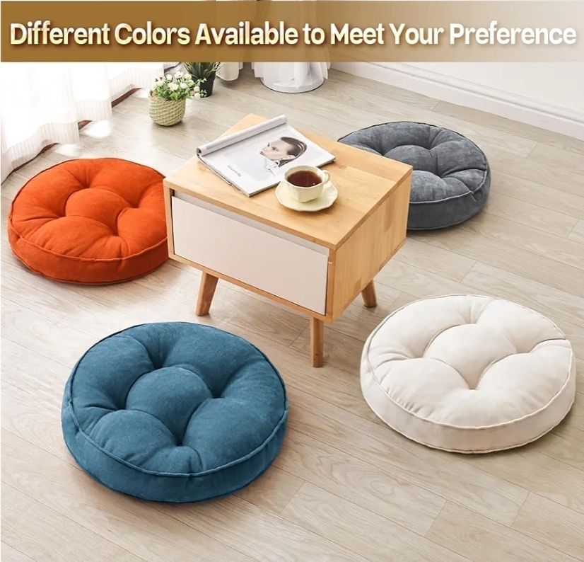 Floor Pillow Set of 2, Memory Foam Floor Cushions for Adults, Large Round Meditation Pillow for Sitting, 22 x 22 Inches (Round)