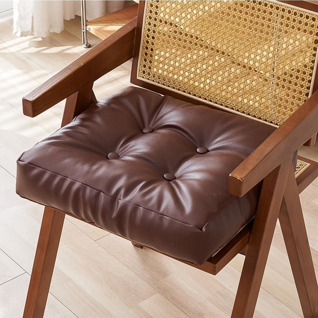 Dual Sided Bench Cushion - Waterproof Faux Leather & Plush Velvet Reversible Seat Pad (16"/18"), Non-Slip Chair Cushion with Handle (6 Colors) Size, 18x18x3 Inch (Pack of 1))