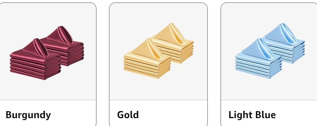 12 Pack Square Satin Dinner Napkins, 20x20 Inches Silky Soft Smooth Table Cloth Napkins for Restaurant Weddings Banquet Party Decoration,