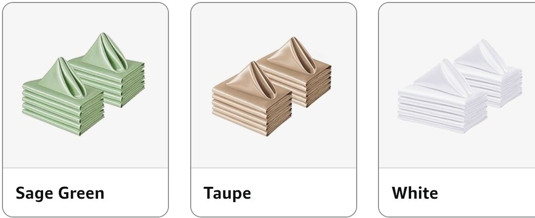 12 Pack Square Satin Dinner Napkins, 20x20 Inches Silky Soft Smooth Table Cloth Napkins for Restaurant Weddings Banquet Party Decoration,