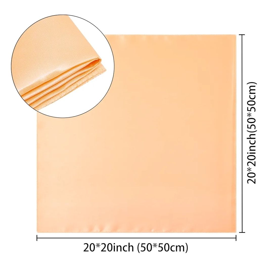12 Pack Square Satin Dinner Napkins, 20x20 Inches Silky Soft Smooth Table Cloth Napkins for Restaurant Weddings Banquet Party Decoration,