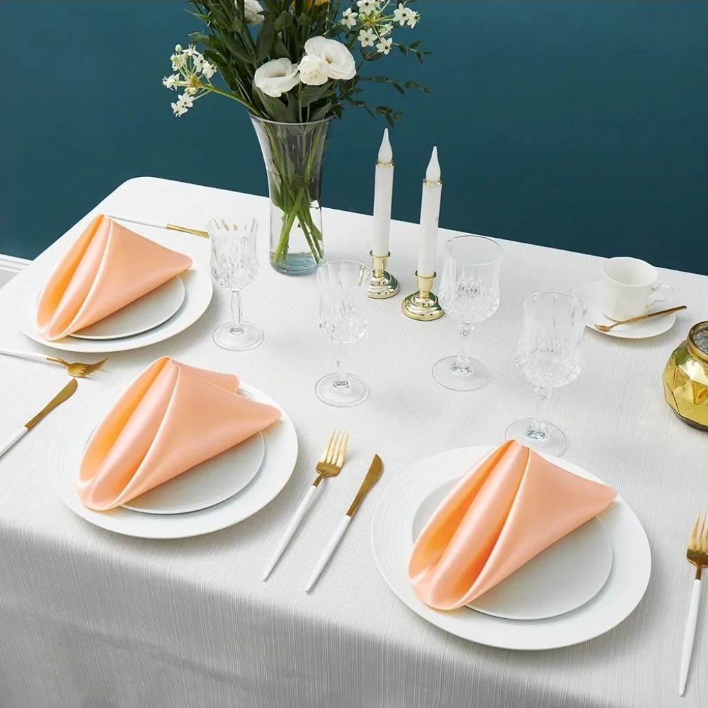 12 Pack Square Satin Dinner Napkins, 20x20 Inches Silky Soft Smooth Table Cloth Napkins for Restaurant Weddings Banquet Party Decoration,