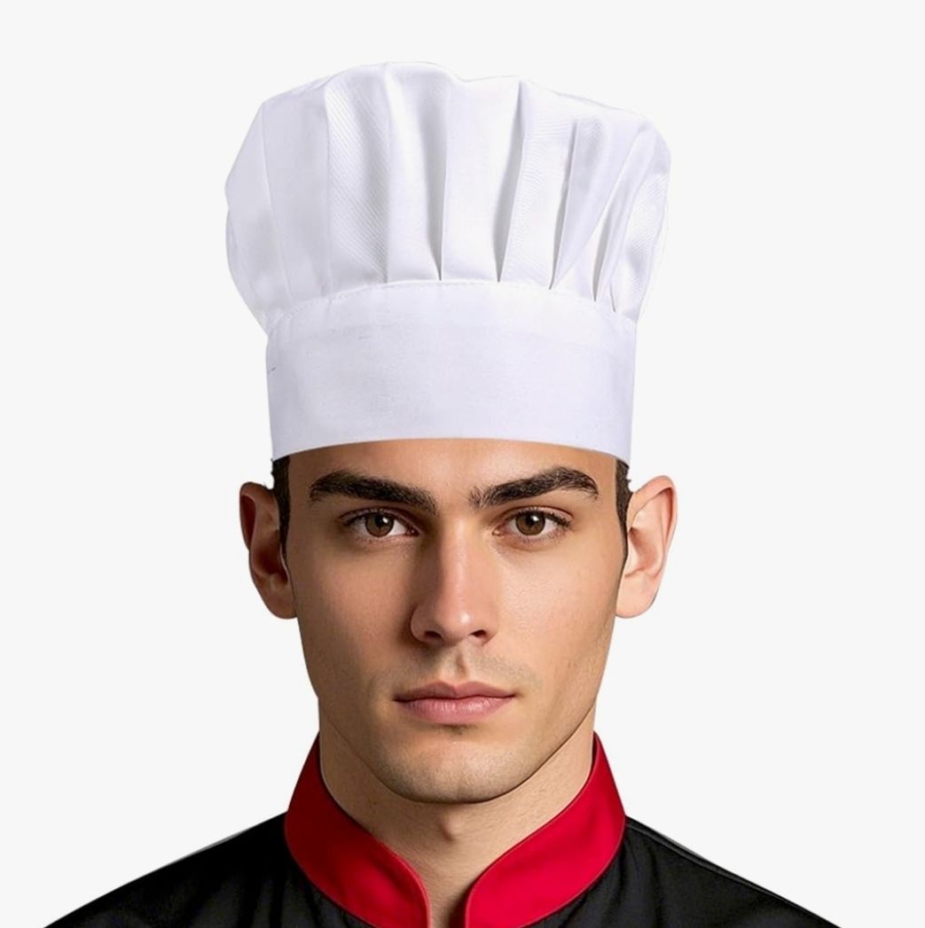 Chef Hat for Adult, Adjustable Elastic Poly-Cotton Kitchen Cooking Cap Chef Hats for Men/Women