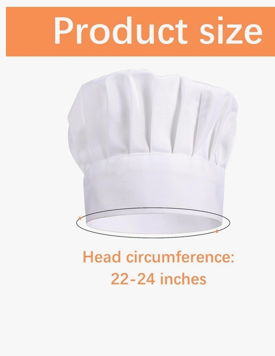 Chef Hat for Adult, Adjustable Elastic Poly-Cotton Kitchen Cooking Cap Chef Hats for Men/Women