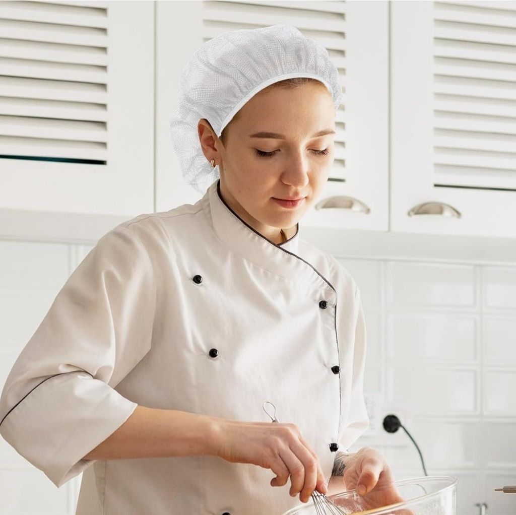 6 Pcs Chef Hat Unisex Elastic Kitchen Cooking Hat Food Service Hair Nets Mesh Cap Cooking Chef Cap