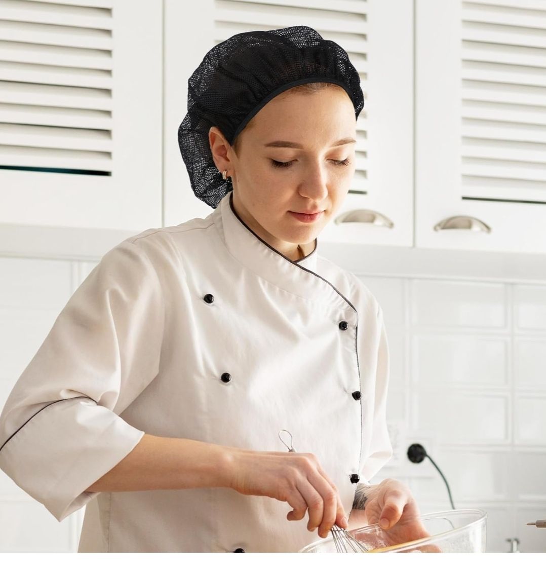 6 Pcs Chef Hat Unisex Elastic Kitchen Cooking Hat Food Service Hair Nets Mesh Cap Cooking Chef Cap