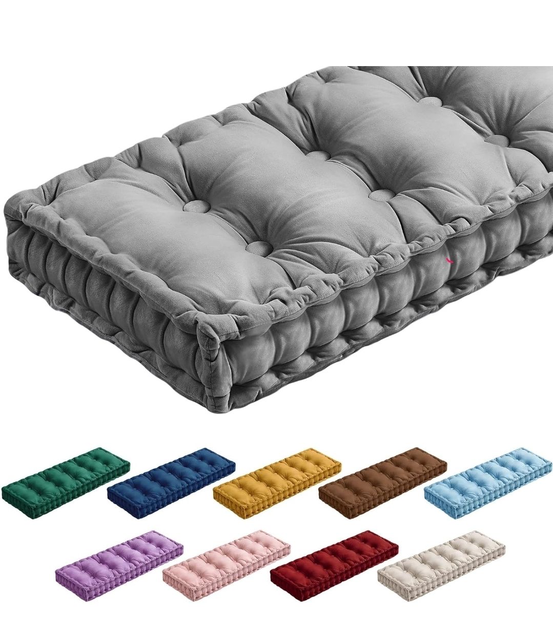 Bench Cushions for Indoor Furniture 42x16 in Velvet Kitchen Dining Piano Window Seat Cushion, Tufted Patio Porch Swing Thicken Bench Pad Memory Foam