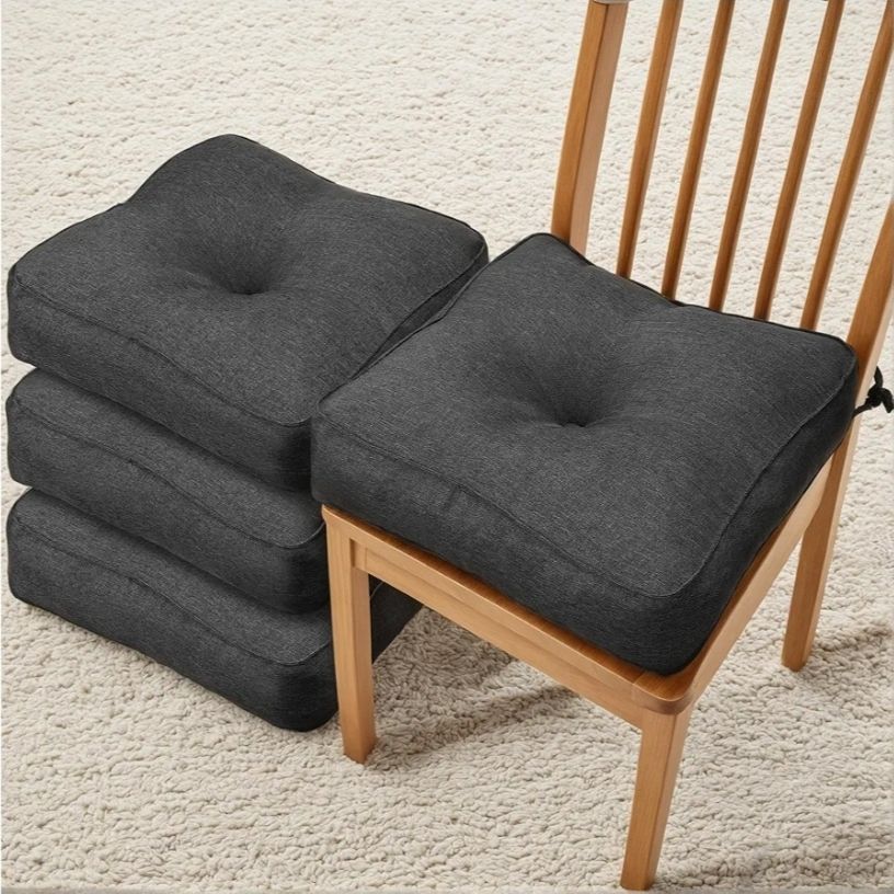 Chair Cushions for Dining Chairs,4PCS Kitchen Chair Cushions with Ties and Non Slip Backing, Indoor Foam Chair Pads for Dining Chairs Set of 4,16.5" X 16.5"