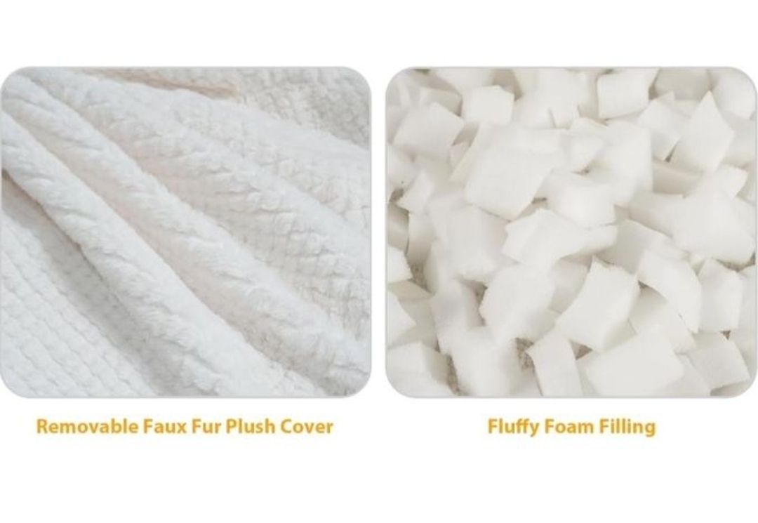 Round Stuffed Pouf Ottoman For Foot Rest, Faux Fur Poufs With Foam Chunk Filling, Storage Ottoman Pouf Foot Stool Cushion, 26 X 18 Inch Floor Chair For Living Room Bedroom Home Decor