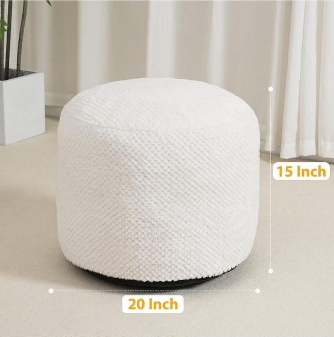 Round Stuffed Pouf Ottoman For Foot Rest, Faux Fur Poufs With Foam Chunk Filling, Storage Ottoman Pouf Foot Stool Cushion, 26 X 18 Inch Floor Chair For Living Room Bedroom Home Decor
