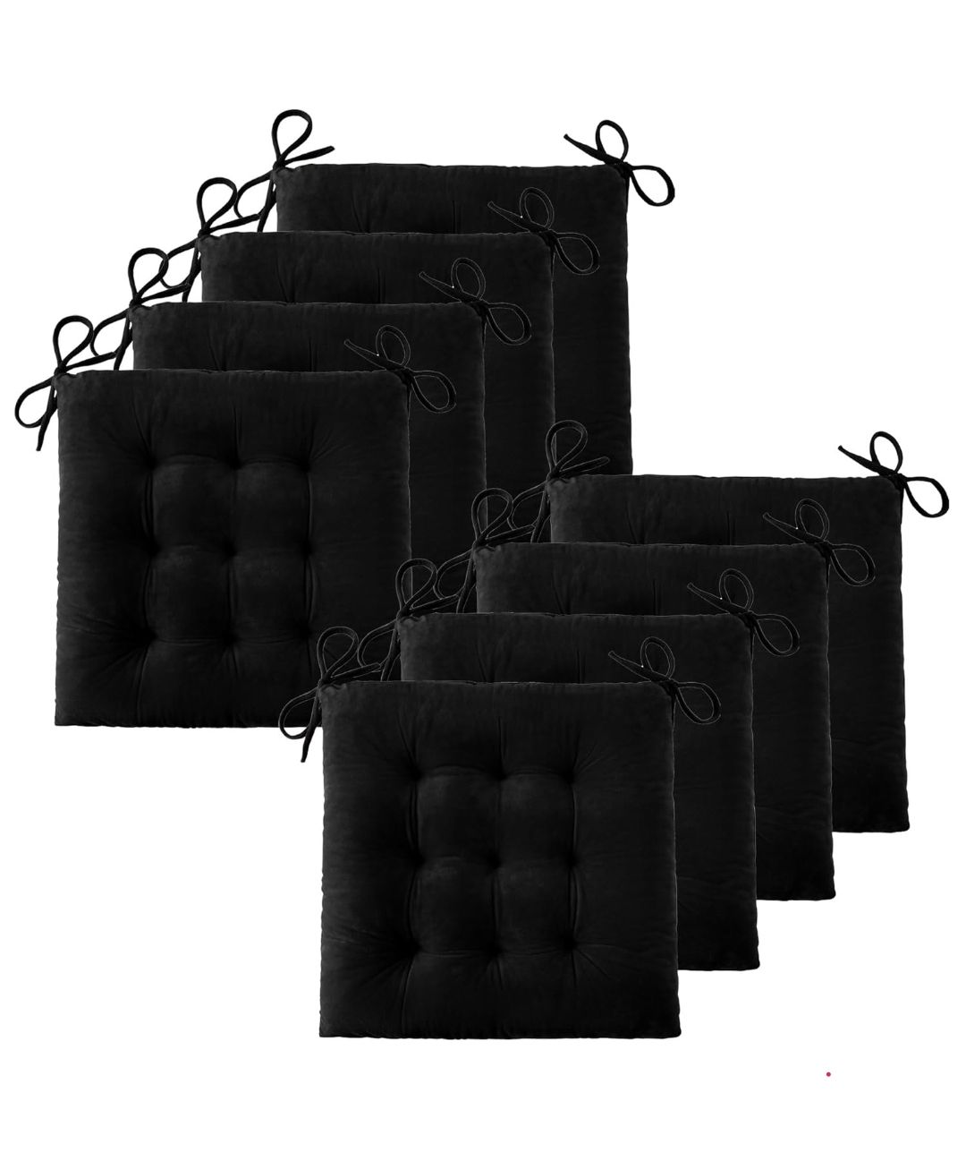 Chair Cushions for Dining Chairs Set of 8 Large Seat Cushions for Office Kitchen Chairs Velvet Soft Chair Pads for Desk Chair with Ties (18"x18")