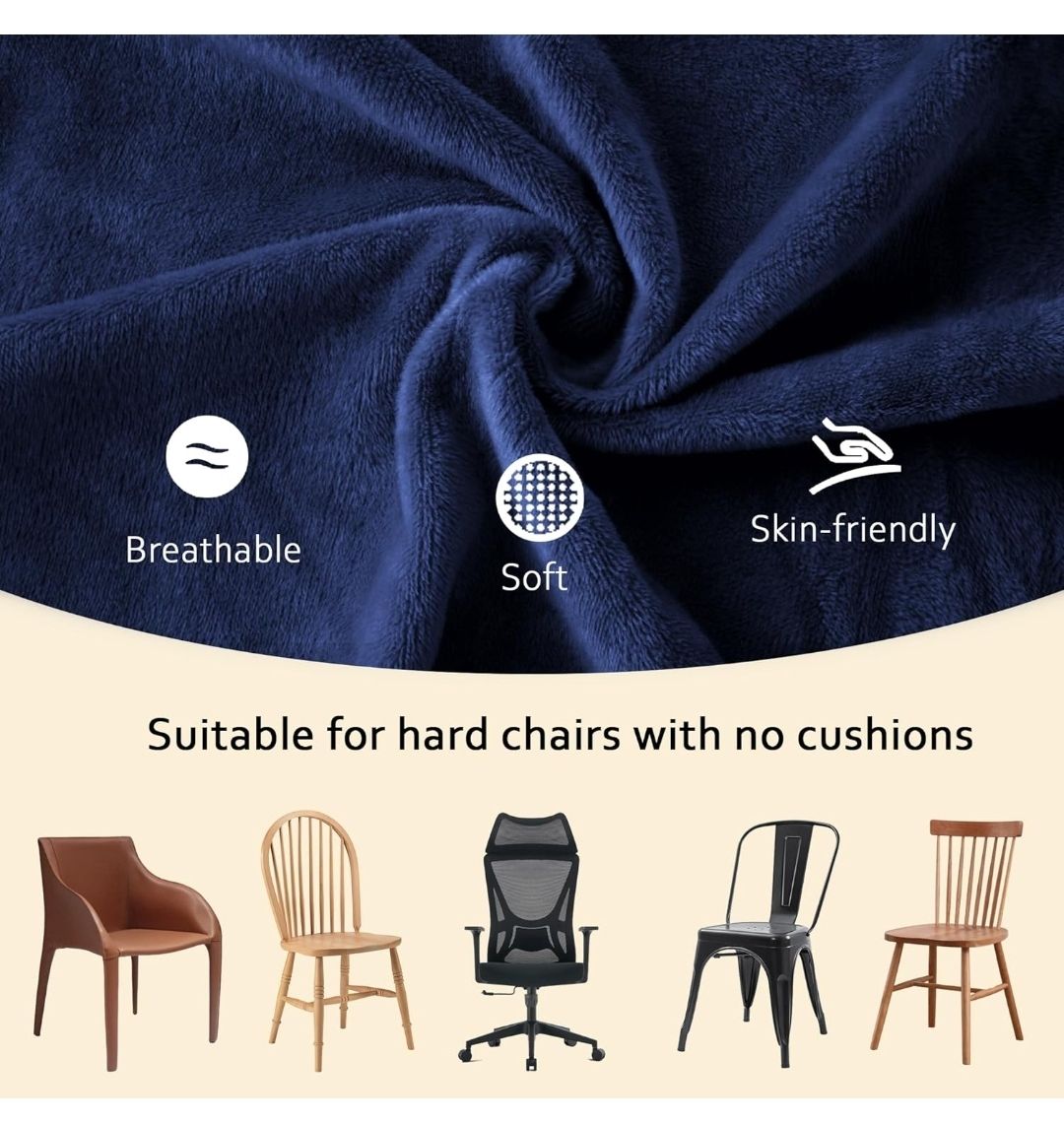 Chair Cushions for Dining Chairs Set of 8 Large Seat Cushions for Office Kitchen Chairs Velvet Soft Chair Pads for Desk Chair with Ties (18"x18")