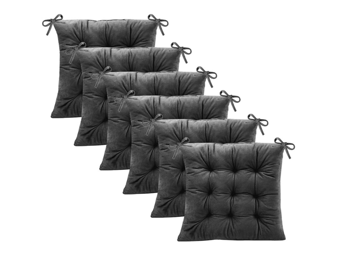 Set of 4 Chair Cushions for Dining Chairs with Ties, Indoor Non-Slip Kitchen Chair Pad and Dining Room Seat Cushion Mat for Office Living Room Outdoor 15.5"