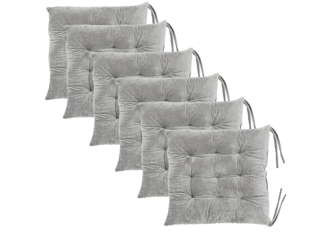 Set of 4 Chair Cushions for Dining Chairs with Ties, Indoor Non-Slip Kitchen Chair Pad and Dining Room Seat Cushion Mat for Office Living Room Outdoor 15.5"