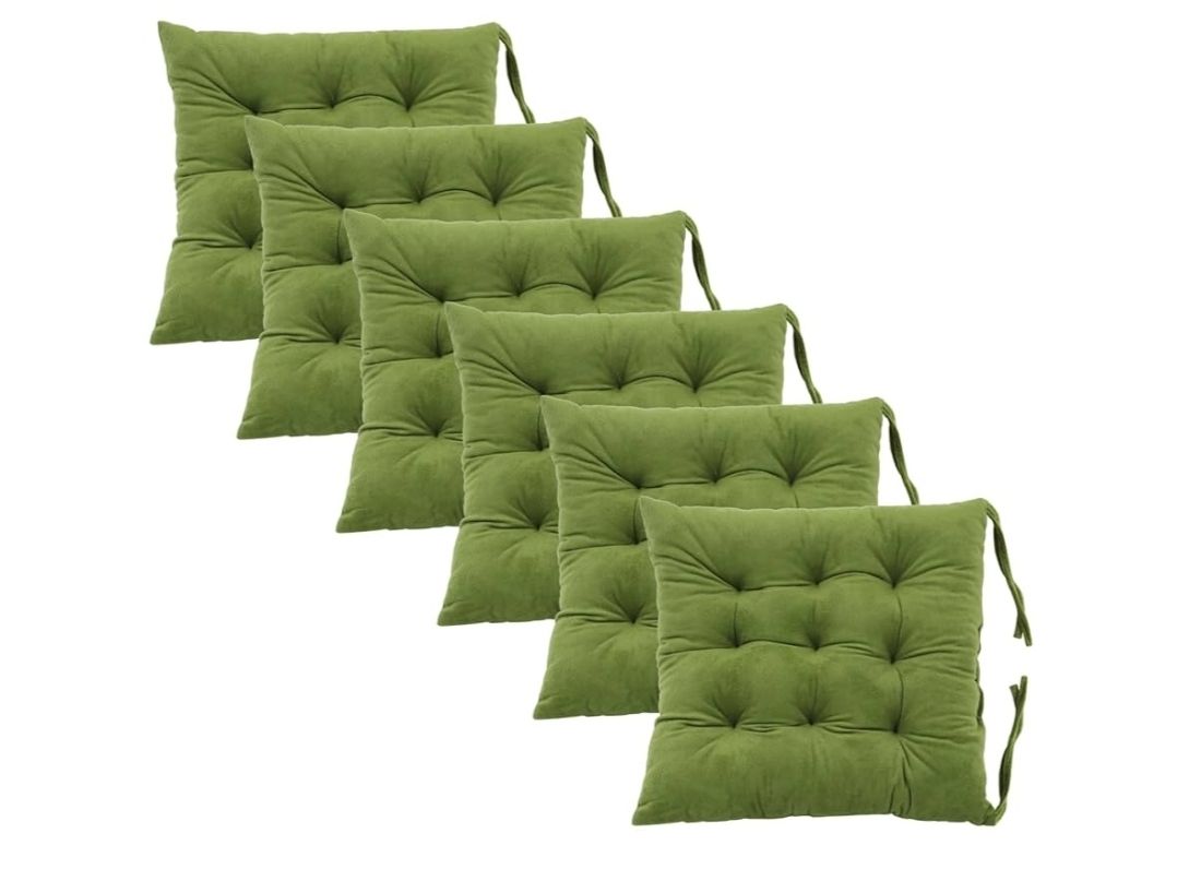Set of 4 Chair Cushions for Dining Chairs with Ties, Indoor Non-Slip Kitchen Chair Pad and Dining Room Seat Cushion Mat for Office Living Room Outdoor 15.5"